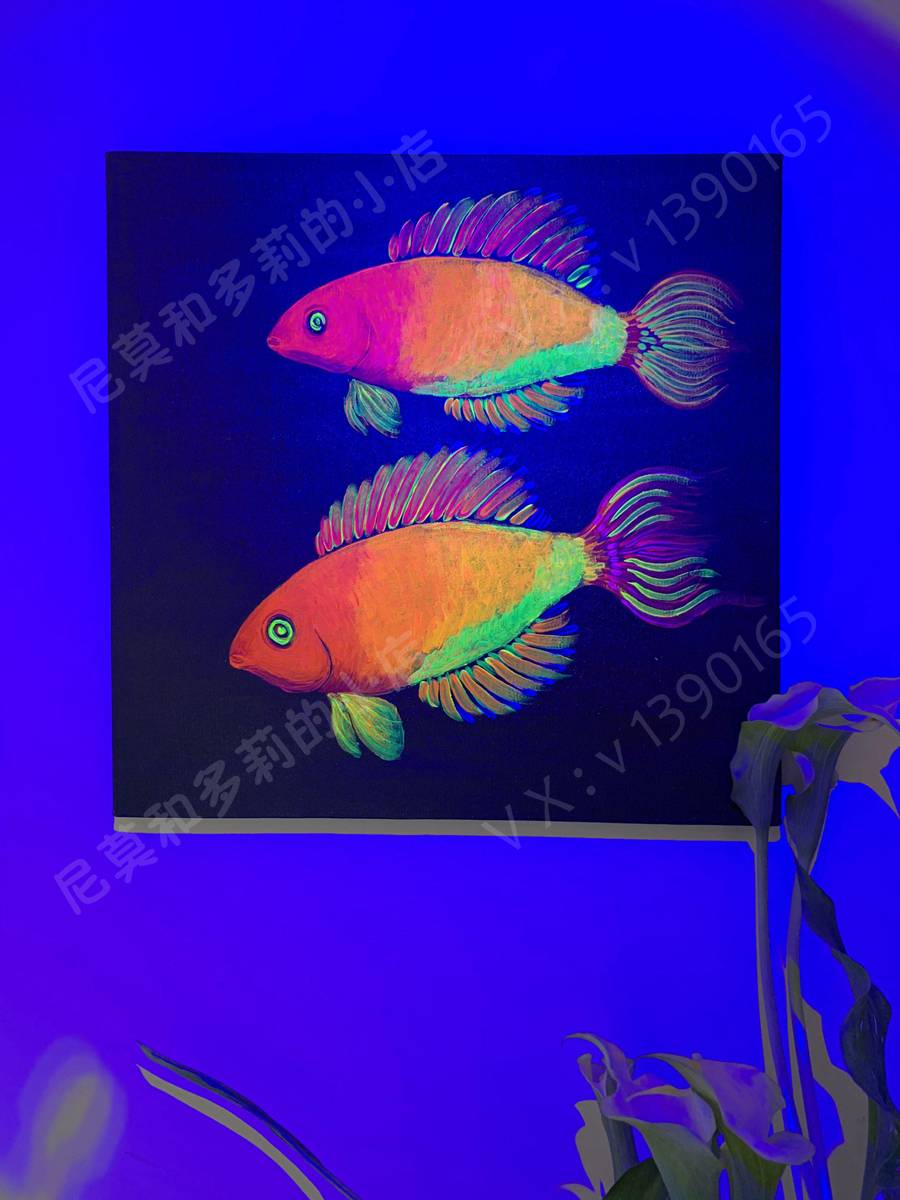 手绘海水荧光画300